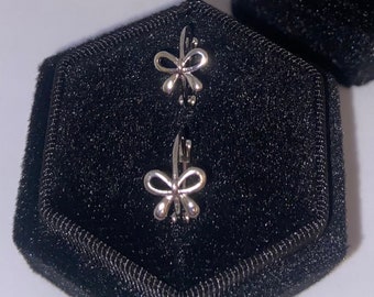 Mini Silver Bow Hoop Earrings