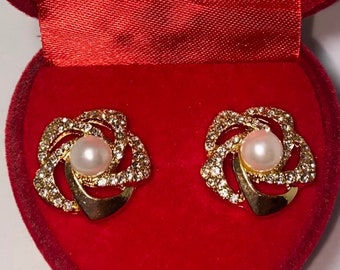 Statement Flower Diamanté Earrings
