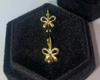 Pendientes Aros Mini Lazo Dorado