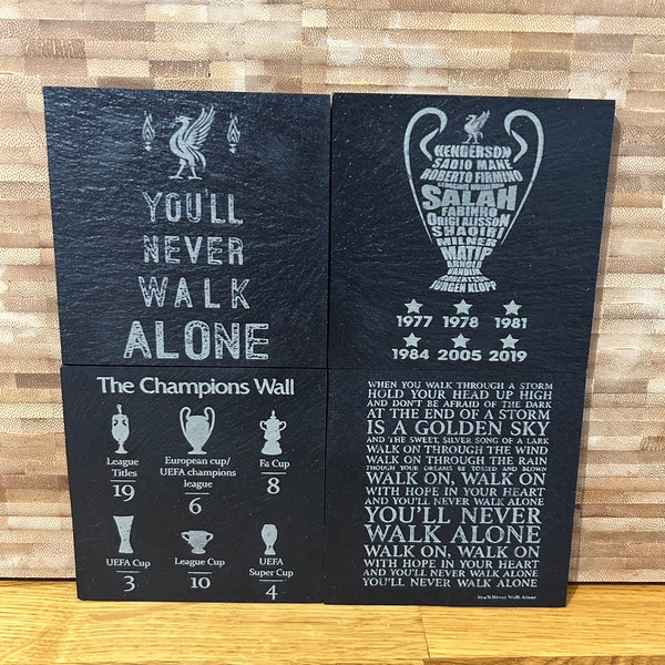 Liverpool lfc ynwa 4 pack slate coaster various designs. perfect presents and gifts. Birthdays, anniversaries.