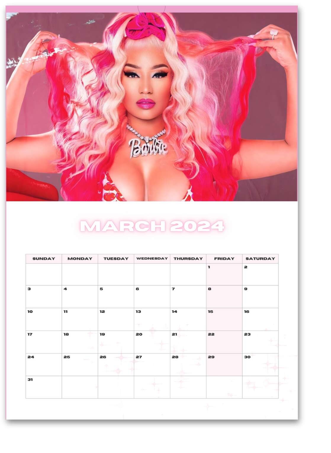 Nicki Minaj Pink Friday 2024 Calendar international Shipping Etsy