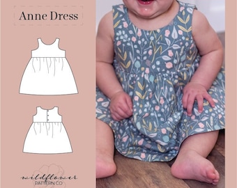 Simple Baby Girl Dress Pattern, Easy Digital Sewing Pattern, Instant Download