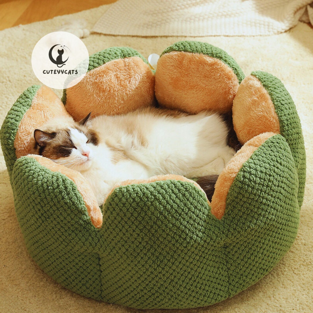 Cute Sunflower Cat Bed Cute Cat Bed, Soft Cat Bed, Warm Cosy Cat Bed