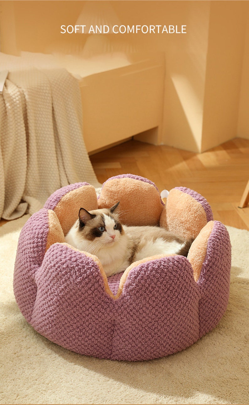 Cute Sunflower Cat Bed Cute Cat Bed, Soft Cat Bed, Warm Cosy Cat Bed
