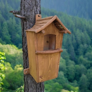 Large OWL nesting box | Wooden Nest Box Owls: for Tawny Owl, Screech Owl, Great Horned Owl, Barred Owl house | Handmade Rustic Garden Decor