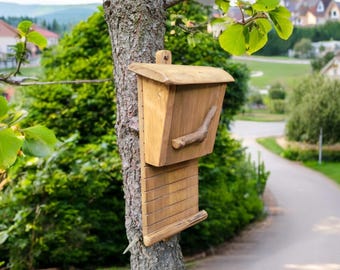 BAT BOX bat house handmade from solid wood, Wooden Rustic Bat Box, Nesting Box for Bats, Rustic Garden Decor