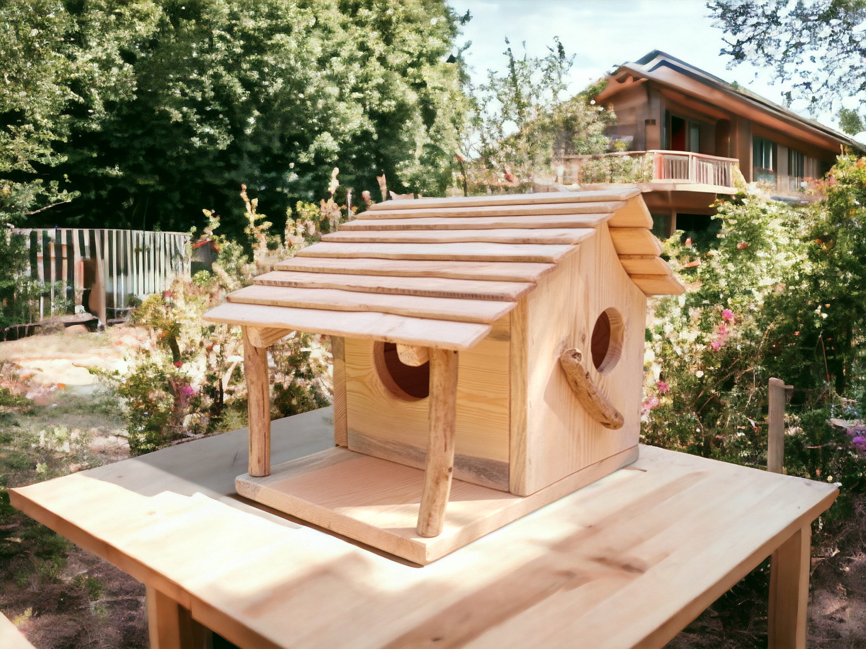 VidaXL 4 Casette In Legno Massello Per Scoiattoli | Stazione Alimentazione Invernale, Tetto Apribile E Gancio Incluso