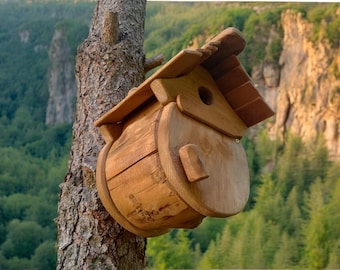 Handcrafted BIRD BOX for Small Birds - Sparrows, Robins, Goldfinches, Wrens | Rustic wooden nesting Shelter