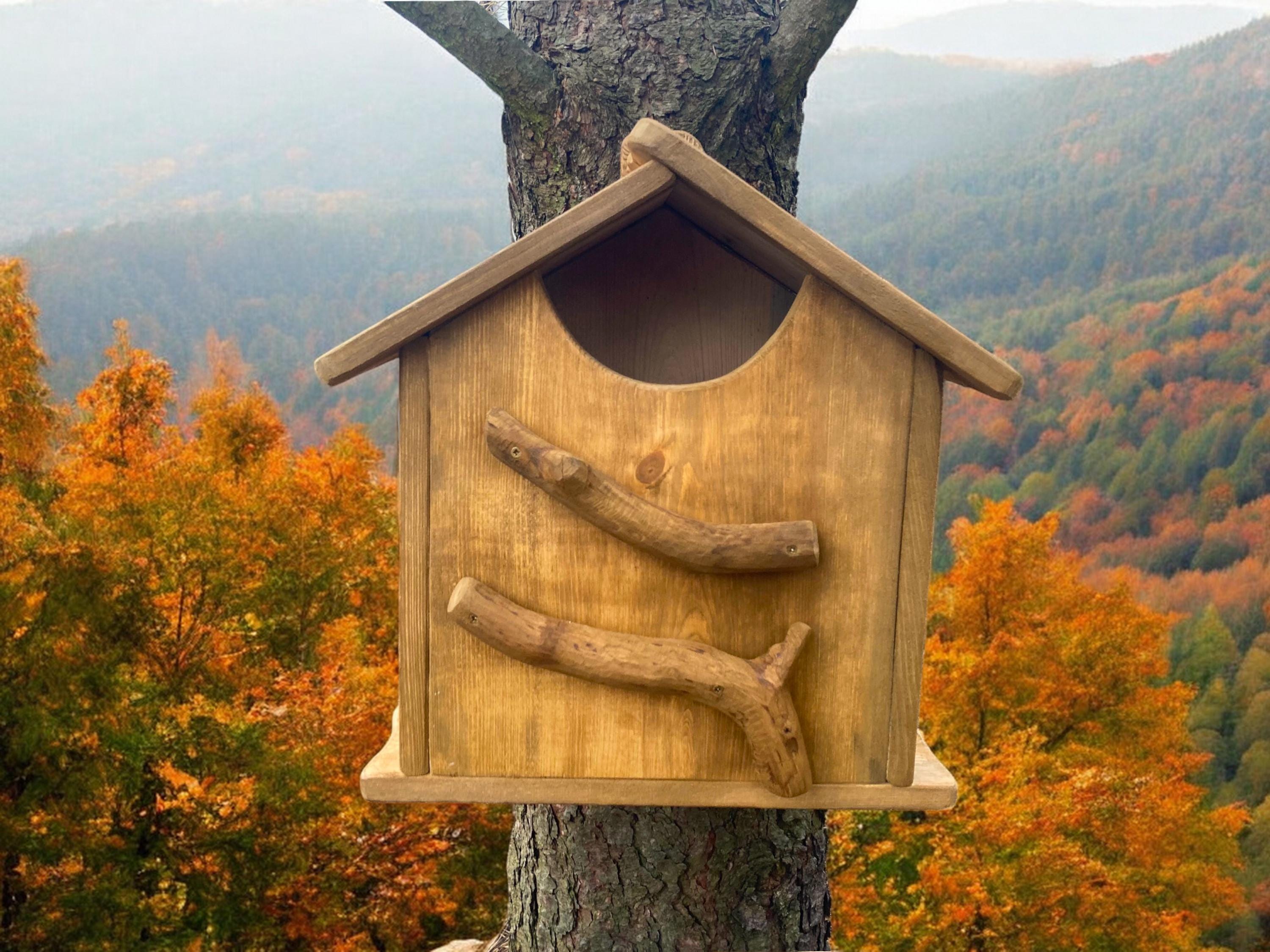 Handmade Wooden OWL House for Screech, Great Horned, Saw-whet Owls & Kestrel – Large Outdoor Hanging Bird Nesting Box