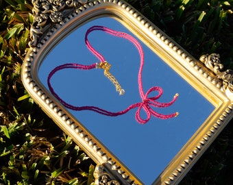 Beaded Bow Necklace | Bow Necklace | Coquette Jewelry | Customized Necklace | Mothers Day | Gold Jewelry Necklace | Gift for Her