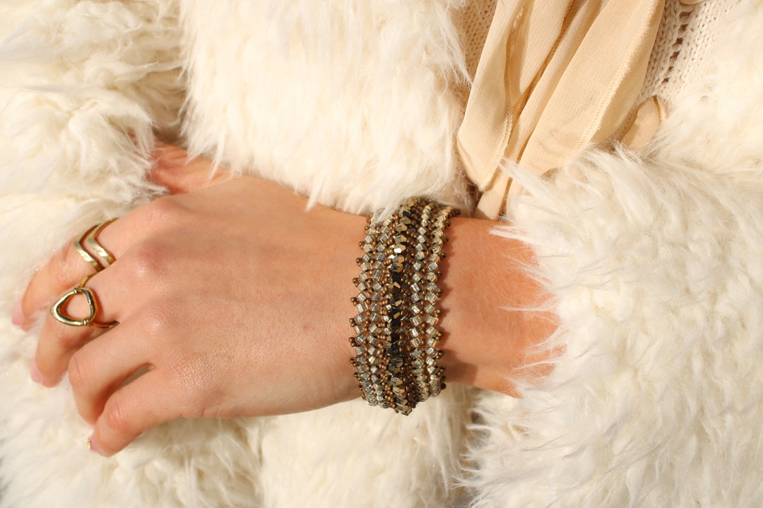 Brown - Handcrafted Stone Work Bracelet 25