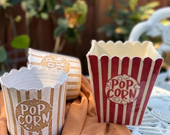Handmade Ceramic Popcorn Bucket – Cozy Movie Night Bowl