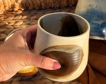 Handmade Ceramic Short Tumbler mug/16 oz coffee cup