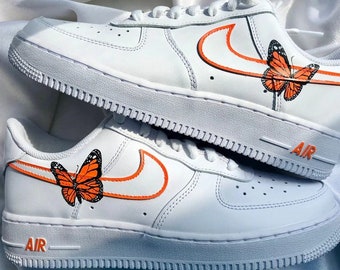 Orange Butterfly Air Force 1 Custom BEST SELLING, Limited Edition, Perfect Gift,Mother day gift Order now>>> etsneaker.com/mins-065