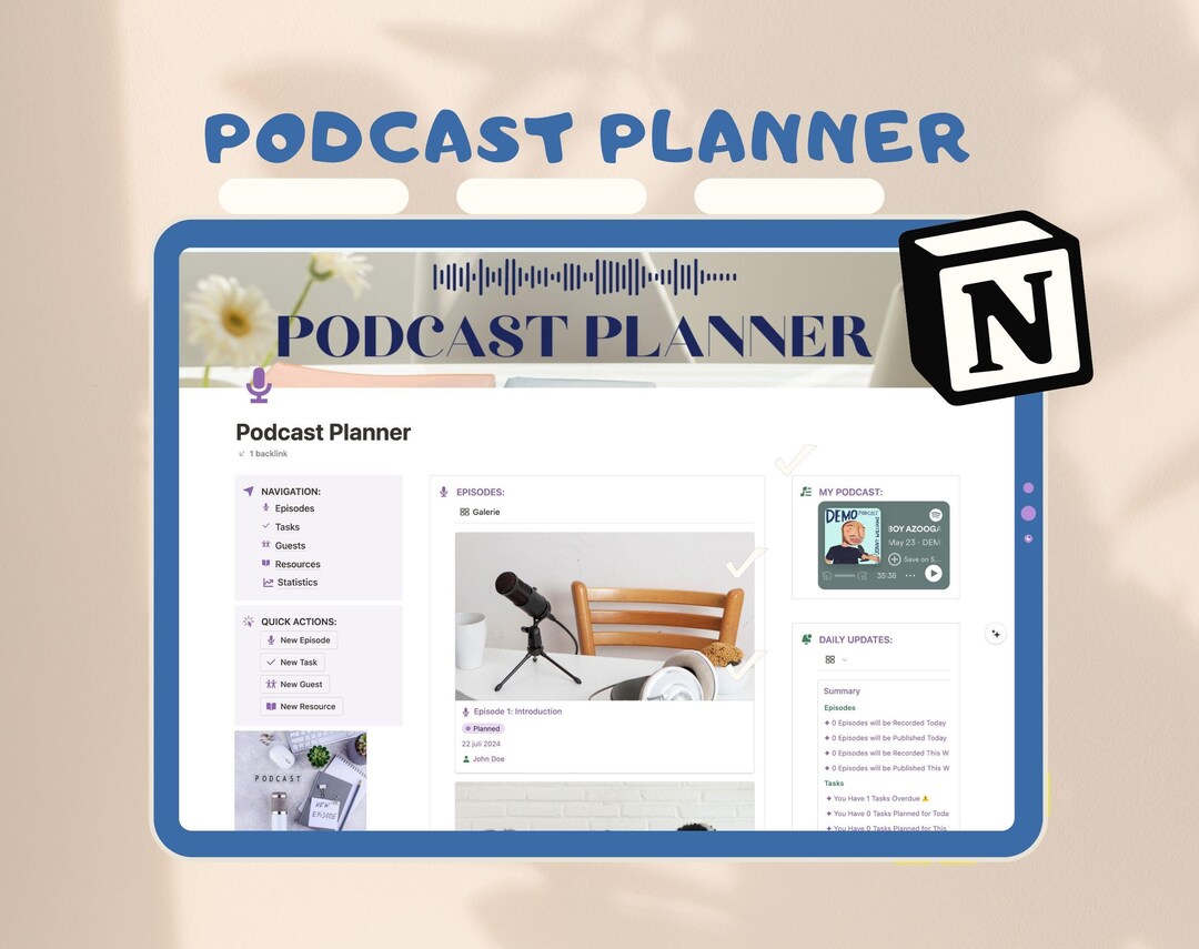 Notion Template for Small Business Owner,podcast Planner, Digital ...