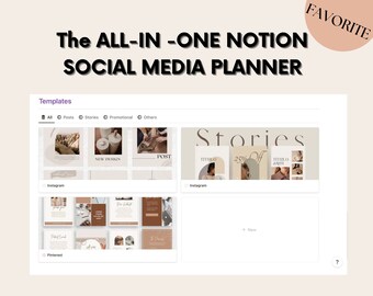 Notion Social Media Planner, Content Creator Notion Template, Instagram TikTok Youtube, Social Media Content Calendar, notion planner