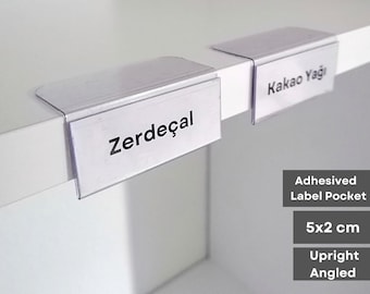 25 Pcs of PVC Transparent Tag Holder, Name Holder, Adhesived Upright Angled Label Pocket for Protective Price Tag Cover for Stores
