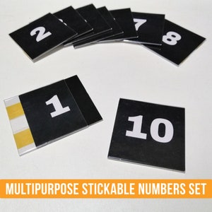 Set di numerazione in PVC adesivo multiuso, set di numerazione porta tovaglioli adesivi trasparenti, set di numerazione per guardaroba, numeri di tabella adesivi in PVC