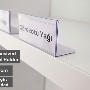 Porta-etiquetas transparente de PVC, porta-nomes, bolso para etiquetas em ângulo vertical adesivo para proteção de etiquetas de preço em lojas e organizador de produtos