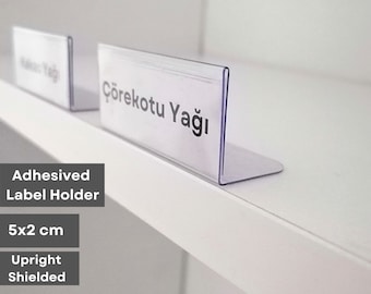 PVC Transparent Tag Holder, Name Holder, Adhesived Upright Angled Label Pocket for Protective Price Tag Cover for Stores & Product Organizer