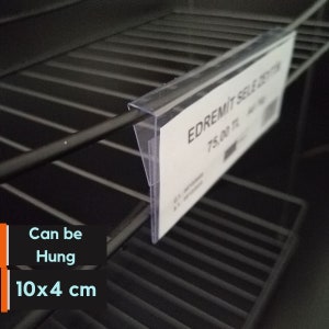 Porta-etiquetas transparente de PVC, porta-placas e porta-nomes, bolso para etiquetas penduradas em PVC para exposição de produtos, bolso para etiquetas penduradas em prateleiras de 8 mm de espessura