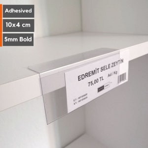25 unidades de porta-etiquetas transparente de PVC, porta-sinais e porta-nomes, bolso para etiquetas em ângulo reto com adesivo de PVC para exposição de produtos, prateleiras de lojas