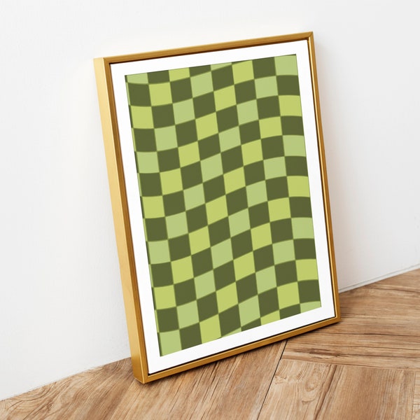 Green Twisted Chequered Minimalist Wall Art, Wall Art, Neutral Living Room Art, Modern Abstract Print Set, DIGITAL DOWNLOAD