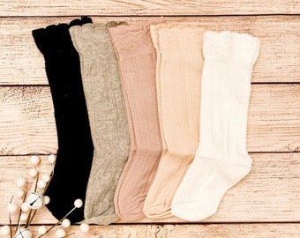 Vintage Boho Knee High Socks in Cream Coffee and Grey Baby and Toddler Socks Christmas Outfit Holiday Outfit Accessories Etsy