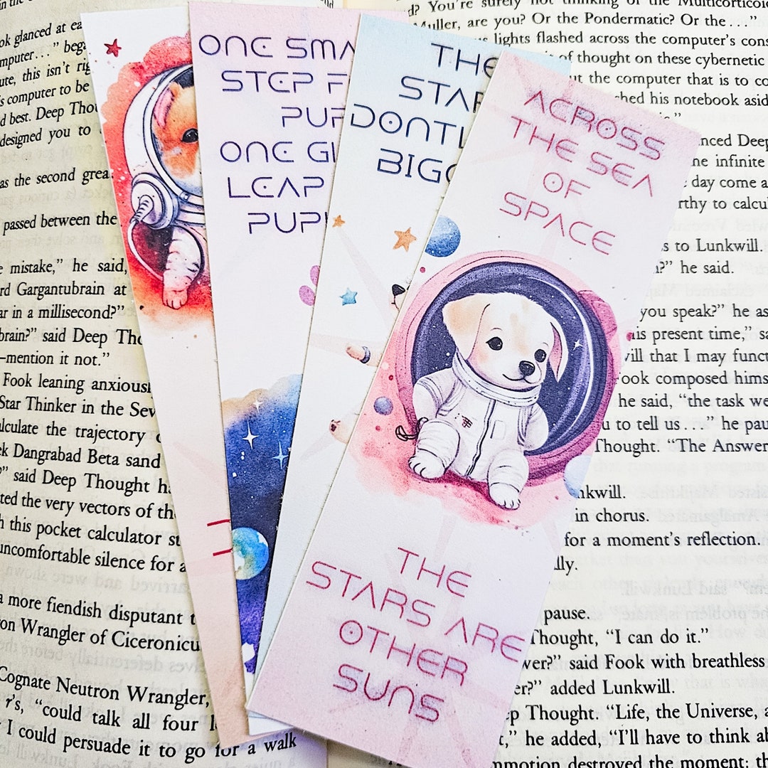 Printable Astronaut Puppies Bookmarks With Famous Space Quotes Cute ...