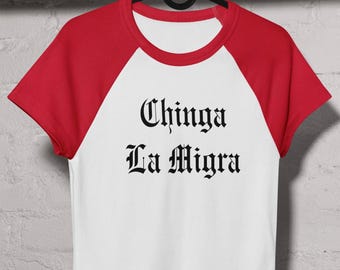 Chinga La Migra Baby T-Shirt, Micro Rib Raglan T-Shirt, Einwanderungsrechte Shirt