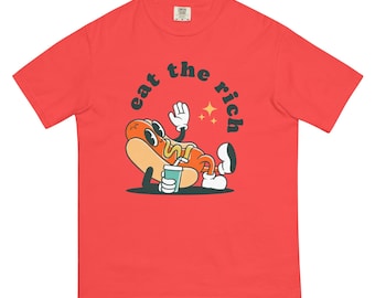 Eat the Rich T-shirt, Retro Hotdog Graphic, Comfort Colors Tee