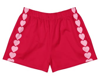 Red Heart Athletic Shorts, Pink Hearts, Dopamine Dressing, Maximalist Swimwear