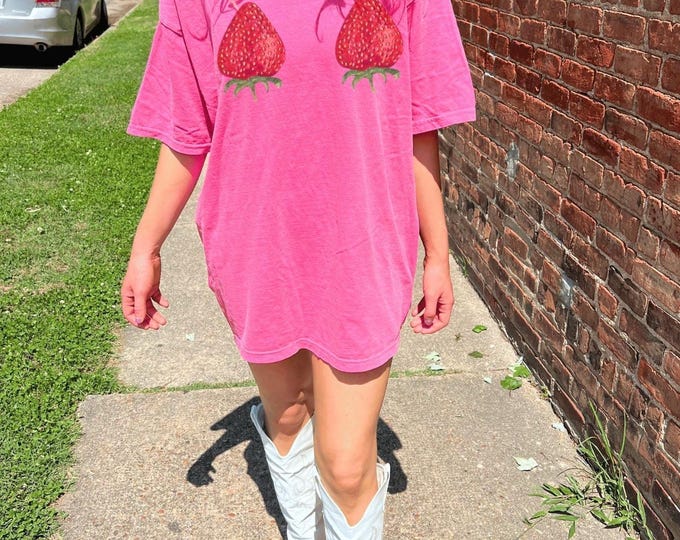 Playful Strawberry Graphic Tee – Bold, Edgy, Dopamine Dressing Tshirt
