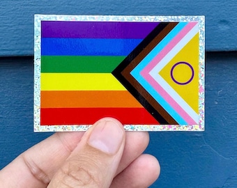 Intersex Progress Pride Sticker: Glittery Waterproof LGBTQIA Decal
