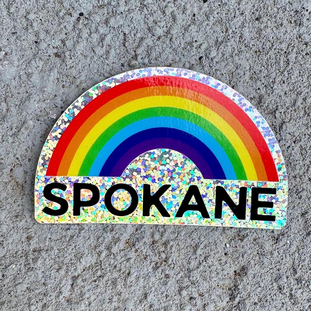 Spokane Sticker Spokane Pride Glitter Sticker: Waterproof Rainbow Decal - Etsy