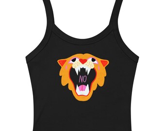 Camiseta sin mangas con estampado alternativo, camiseta sin mangas con tigre dibujado a mano, camiseta sin estampado, camiseta sin mangas con mensaje feminista, camiseta con estética grunge, ropa de artista independiente