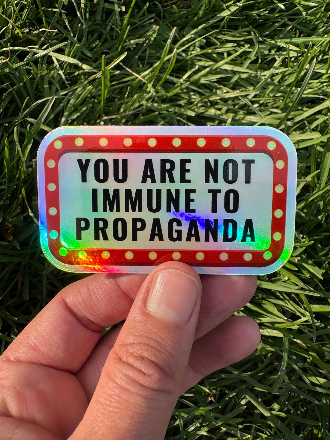 Propaganda Awareness Holographic Sticker: Bold Activist Art - Etsy