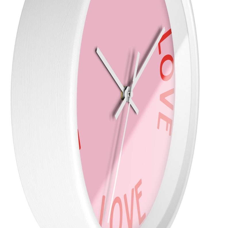 Love Wall Clock, Pastel Pink Clock, Whimsical Home Decor, Dopamine Decor, Romantic Wall Art, Colorful Wooden Clock, Cute Gift image 3