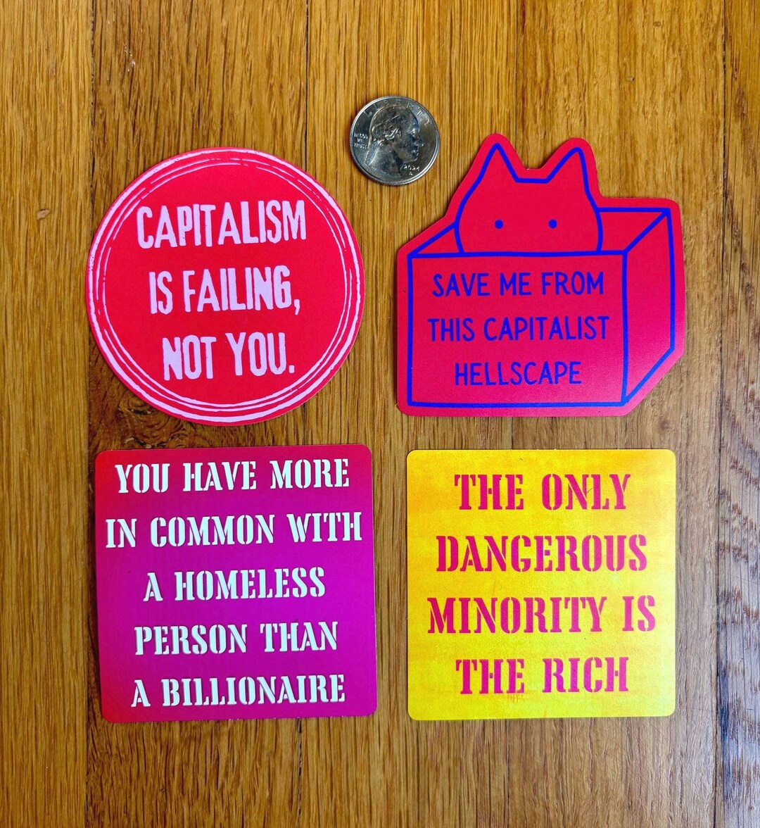 Anticapitalism FULL SIZE Sticker Set - Leftist Pack of 4 - Etsy