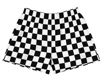 Checkered Athletic Shorts – Y2K Maximalist Beach Shorts with Pockets m