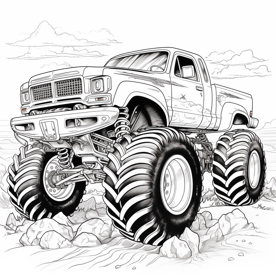 Kids Monster Truck Coloring Pages - Etsy