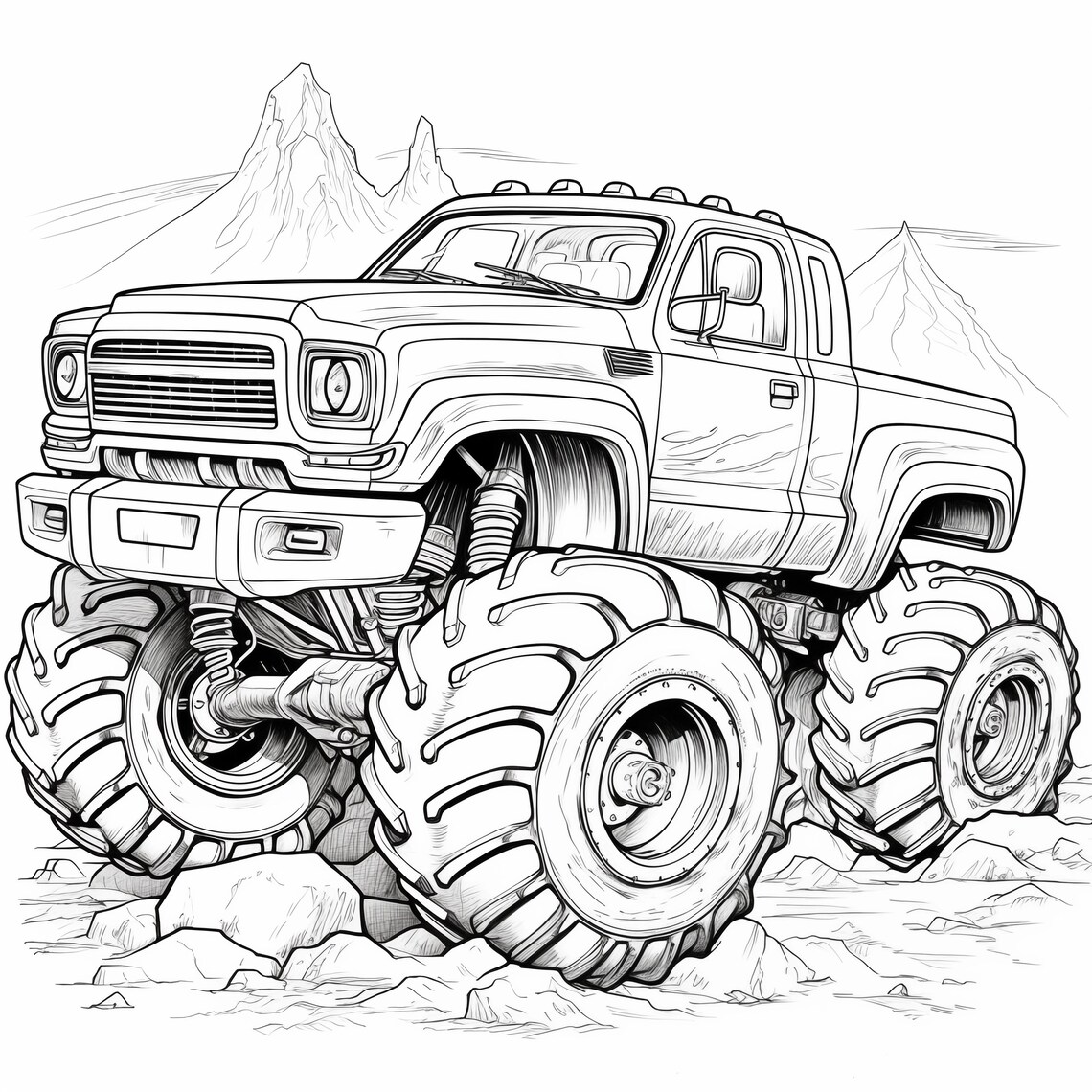 Kids Monster Truck Coloring Pages - Etsy