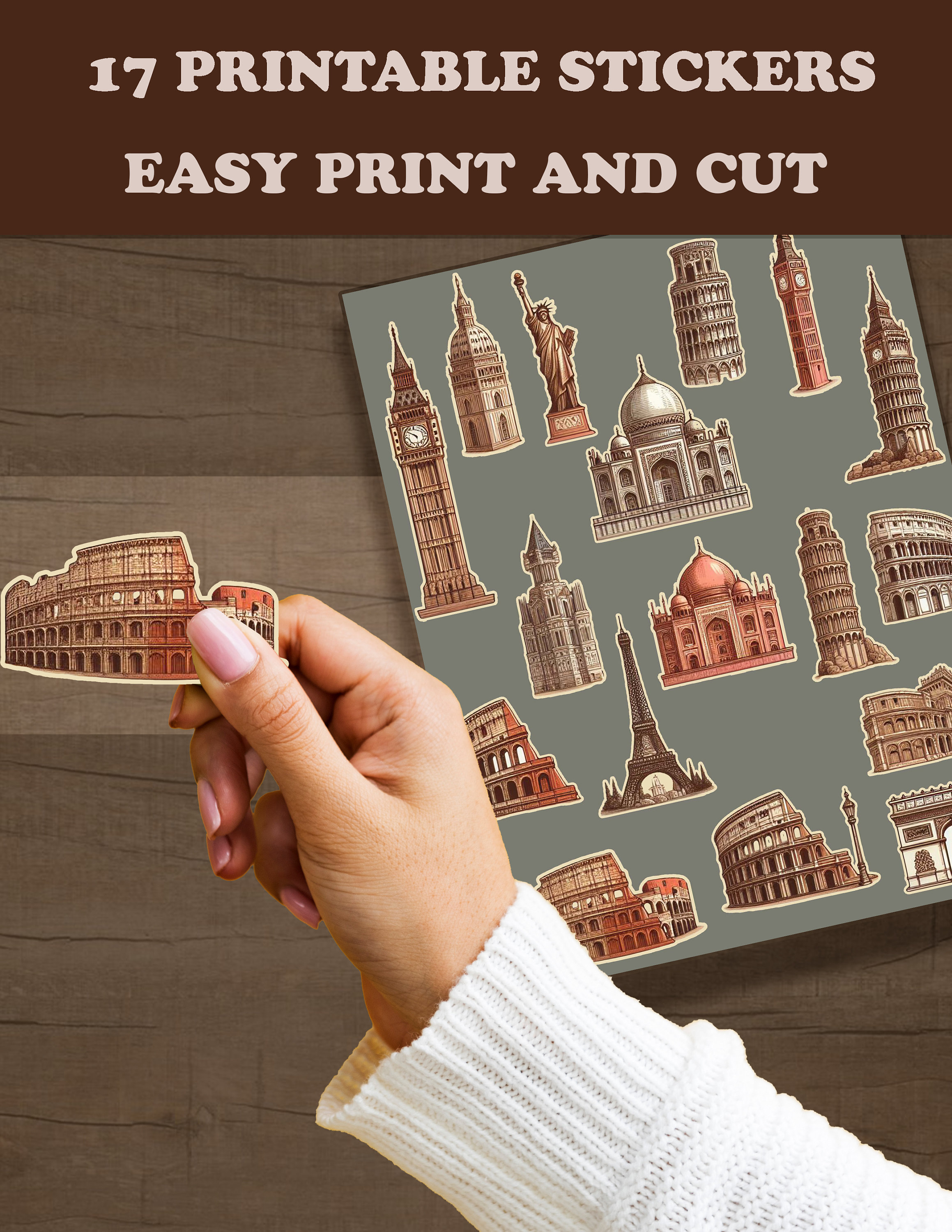 Architecture Sticker Sheet / Landmark Clipart Bundle / Monument ...