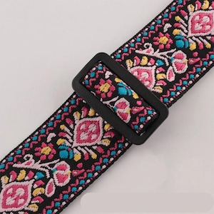 Handmade Cotton Guitar Straps – Adjustable, Embroidered Straps for Acoustic, Electric & Bass Guitars