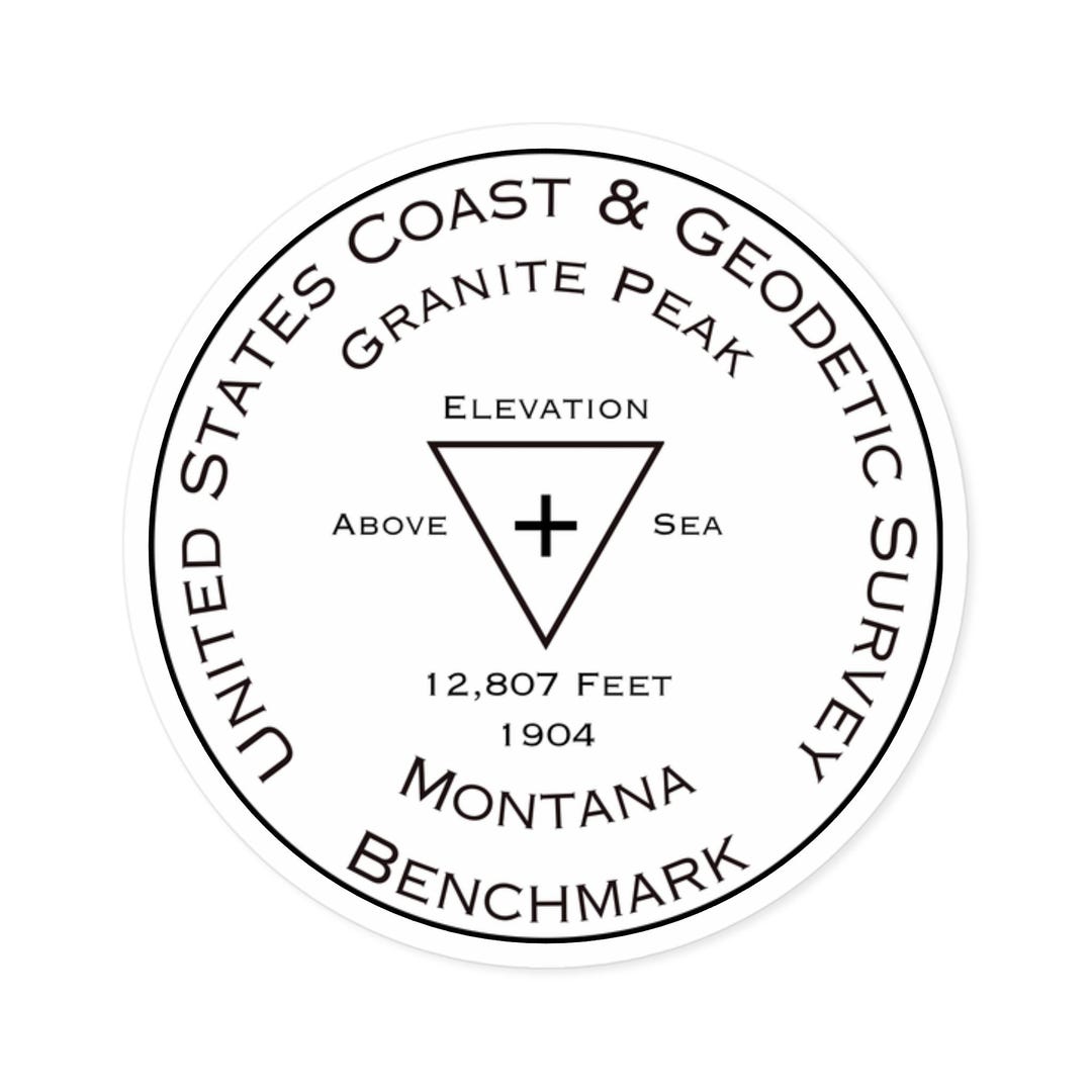 Benchmark Stickers Granite Peak Park Sticker | Observation Point USGS Benchmark Sticker ...