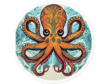 Tribal Octopus Sticker: Waterproof Vinyl Decal