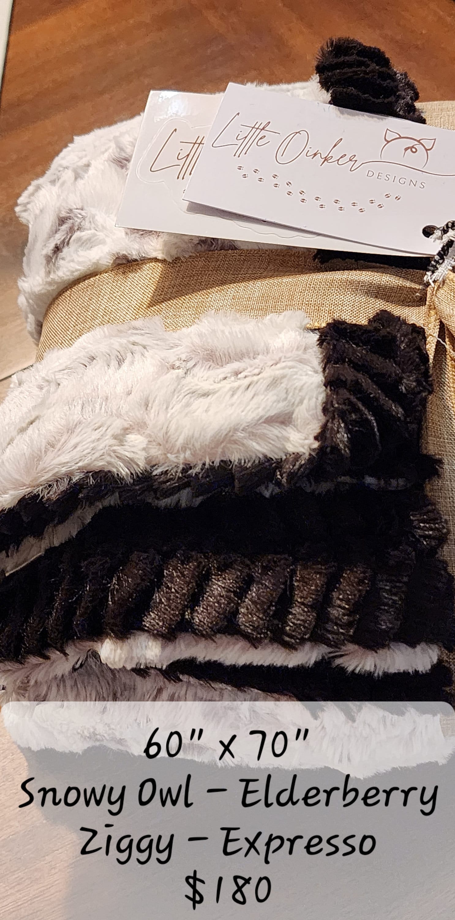 Snowy Owl (Elderberry) and Ziggy (Expresso) Throw Blanket