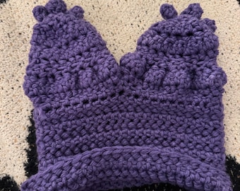 Purple Crocheted Chowder Beanie
