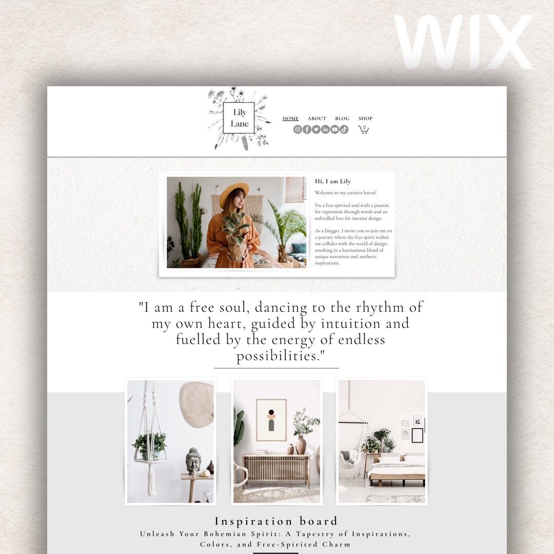 WIX Blog Template - Website Boho Design for Lifestyle Bloggers - WIX ...