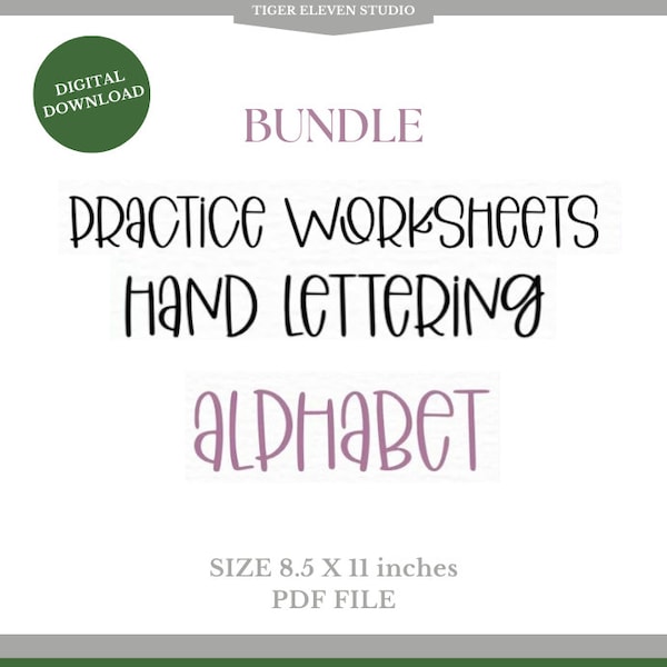 Bundle Digital Download Quirky Sweet Hand Lettering Workbook plus Phrases, Greetings, Days and Seasons, Months, Quotes